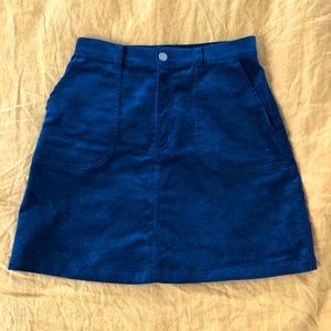 Navy blue corduroy Monki A-line skirt